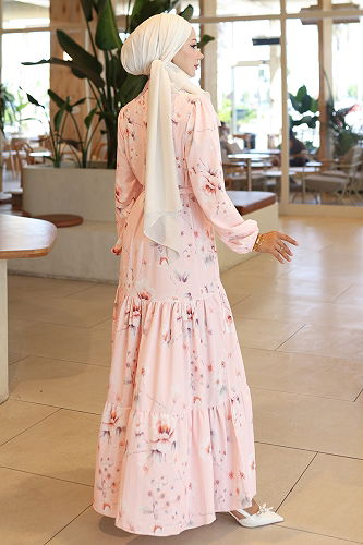 moda selvim Dress 563BRZK1151 Powder - Thumbnail