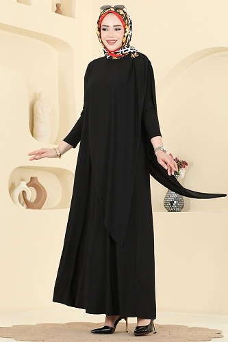 moda selvim الفستان أسود 5640ZNN863 - Thumbnail