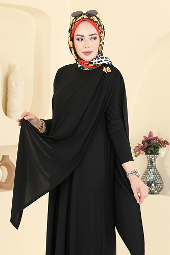 moda selvim الفستان أسود 5640ZNN863 - Thumbnail
