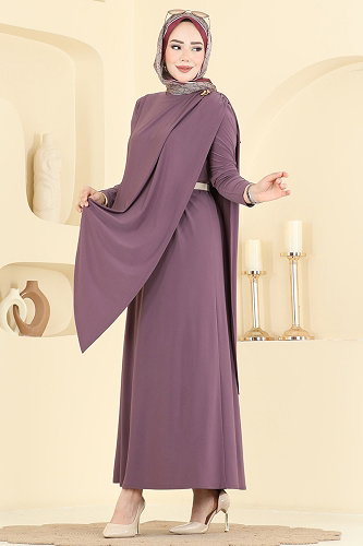 moda selvim الفستان ليلكي غامق 5640ZNN863 - Thumbnail