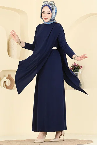 moda selvim Dress 5640ZNN863 Navy Blue - Thumbnail