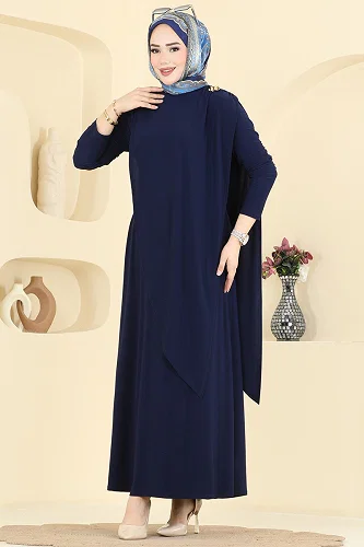 moda selvim Dress 5640ZNN863 Navy Blue - Thumbnail