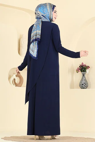 moda selvim Dress 5640ZNN863 Navy Blue - Thumbnail
