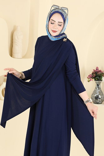 moda selvim الفستان كحلي 5640ZNN863 - Thumbnail