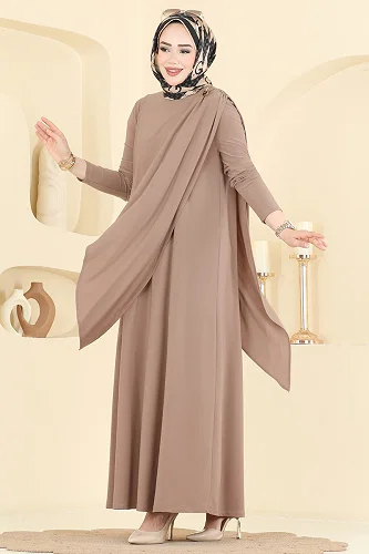 moda selvim الفستان بيج 5640ZNN863 - Thumbnail