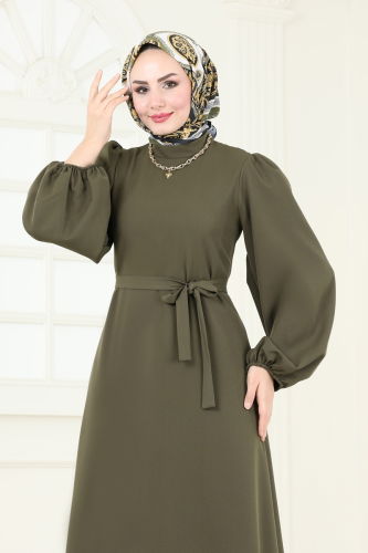 moda selvim Dress 5648EDF311 Khaki - Thumbnail