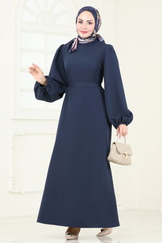 moda selvim Dress 5648EDF311 Navy Blue - Thumbnail