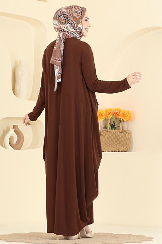 moda selvim Dress 5656ZNNK1102 Brown - Thumbnail