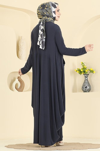 moda selvim Dress 5656ZNNK1102 Dark Anthracite - Thumbnail