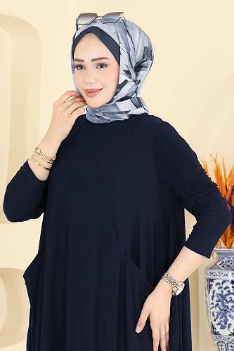 moda selvim الفستان كحلي غامق 5656ZNNK1102 - Thumbnail