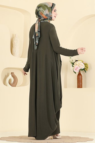 moda selvim Dress 5656ZNNK1102 Khaki - Thumbnail