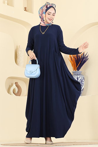 moda selvim Dress 5656ZNNK1102 Navy Blue - Thumbnail