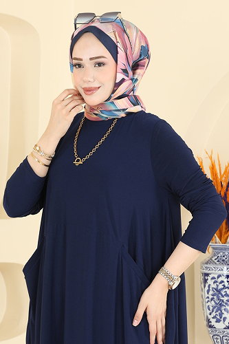 moda selvim Dress 5656ZNNK1102 Navy Blue - Thumbnail
