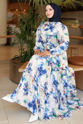 B.R.Z.K. - Dress 565BRZK1151 Pattern2 Navy Blue