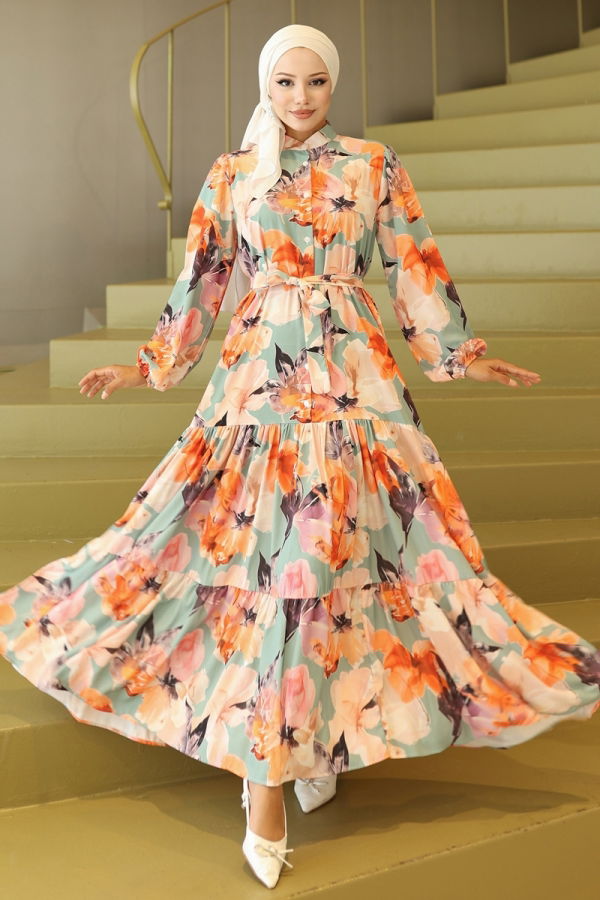 Modaselvim الفساتين الفستان نمط 3 برتقالي 565BRZK1151