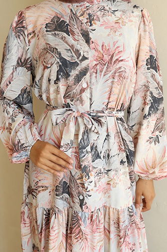 moda selvim Dress 566BRZK1151 Pattern1 Powder - Thumbnail