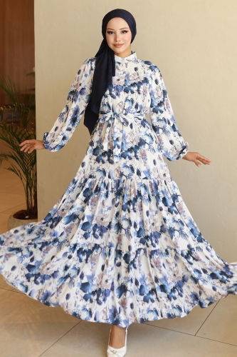 B.R.Z.K. - Dress 566BRZK1151 Pattern2 Navy Blue