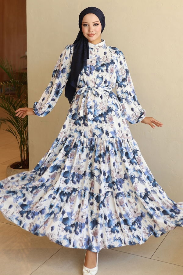 Modaselvim Dress Dress 566BRZK1151 Pattern2 Navy Blue