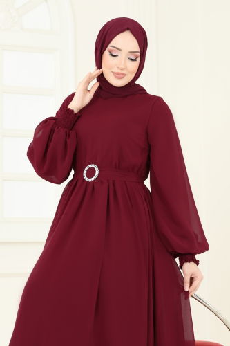 moda selvim الفستان خمري 5672EDF311 - Thumbnail