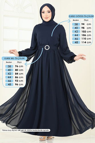 moda selvim Dress 5672EDF311 Navy Blue - Thumbnail