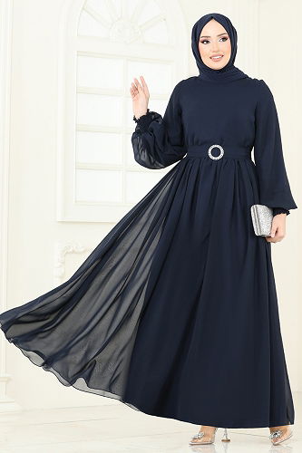 moda selvim الفستان كحلي 5672EDF311 - Thumbnail