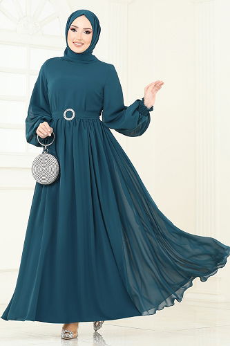 moda selvim Dress 5672EDF311 Petroleum - Thumbnail