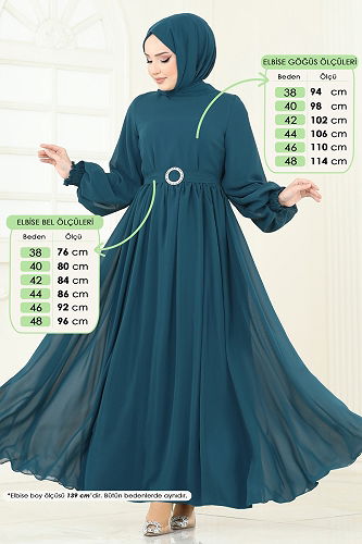 moda selvim Dress 5672EDF311 Petroleum - Thumbnail