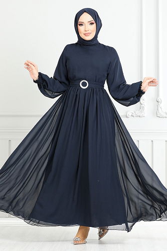 moda selvim Dress 5672END900-M Navy Blue - Thumbnail