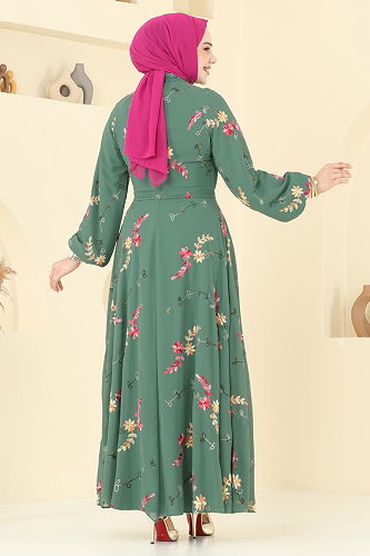 moda selvim Dress 5682EDF311 Almond Green - Thumbnail