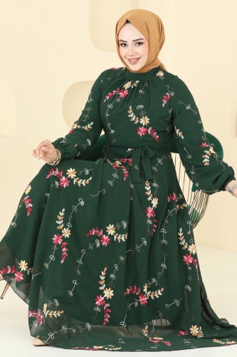 moda selvim Dress 5682EDF311 Emerald - Thumbnail