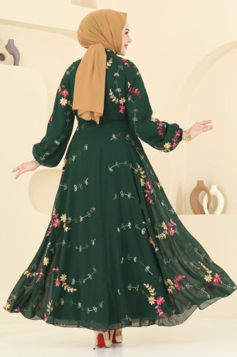 moda selvim Dress 5682EDF311 Emerald - Thumbnail