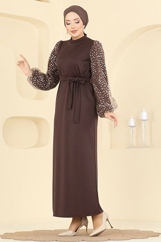 moda selvim Dress 5726EDF311 Brown - Thumbnail
