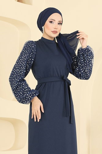 moda selvim Dress 5726EDF311 Navy Blue - Thumbnail