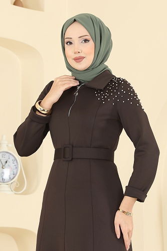 moda selvim Dress 5727EDF311 Brown - Thumbnail