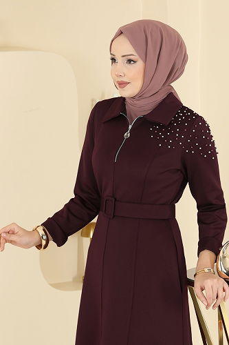 moda selvim الفستان خمري 5727EDF311 - Thumbnail