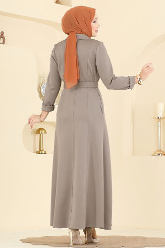 moda selvim الفستان بيج غامق 5727EDF311 - Thumbnail