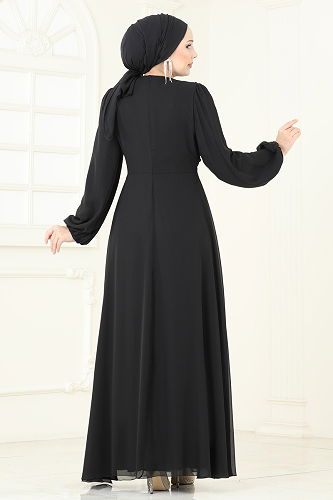 moda selvim الفستان أسود 5728EDF311 - Thumbnail