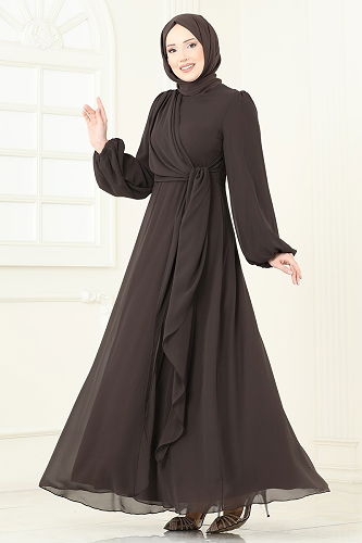moda selvim Dress 5728EDF311 Brown - Thumbnail