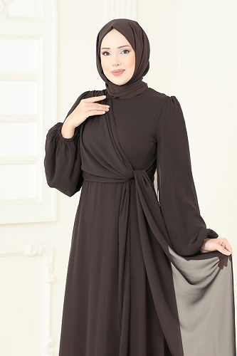 moda selvim Dress 5728EDF311 Brown - Thumbnail