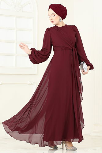 moda selvim الفستان خمري 5728EDF311 - Thumbnail