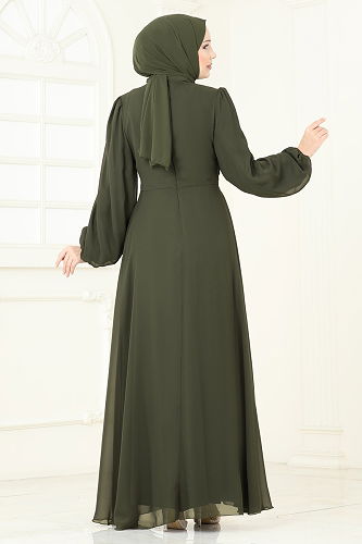 moda selvim Dress 5728EDF311 Khaki - Thumbnail