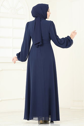 moda selvim Dress 5728EDF311 Navy Blue - Thumbnail