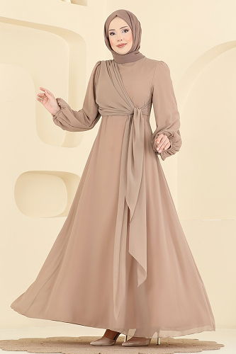 moda selvim الفستان بيج 5728EDF311 - Thumbnail