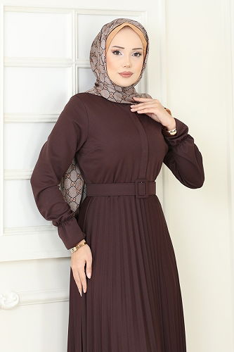 moda selvim Dress 5730EDF311 Brown - Thumbnail