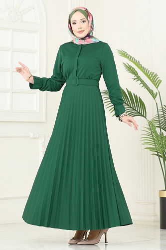 moda selvim Dress 5730EDF311 Emerald - Thumbnail