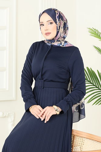 moda selvim الفستان كحلي 5730EDF311 - Thumbnail