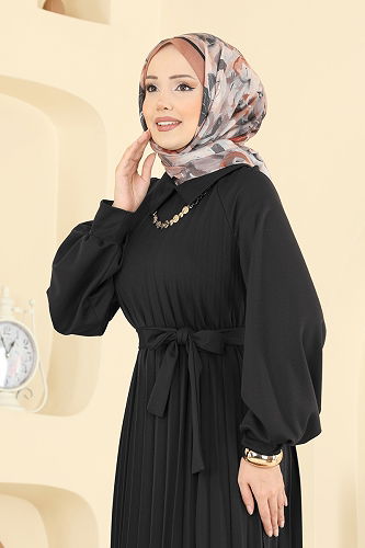 moda selvim الفستان أسود 5733EDF311 - Thumbnail