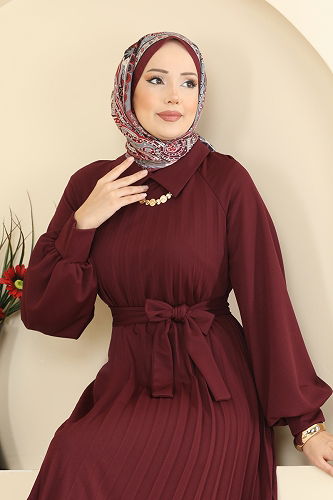 moda selvim الفستان خمري 5733EDF311 - Thumbnail