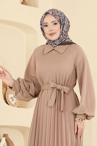 moda selvim الفستان بيج 5733EDF311 - Thumbnail