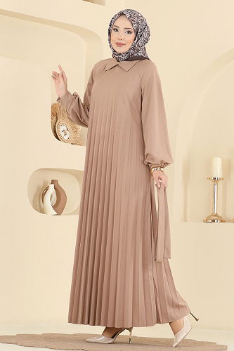 moda selvim الفستان بيج 5733EDF311 - Thumbnail